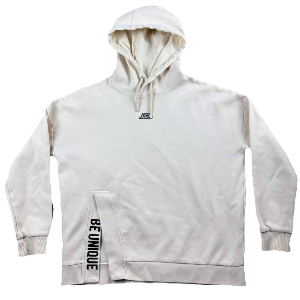 Skechers Be Unique Hoodie Cream Graphic Adult Size Small Casual Sport Pullover